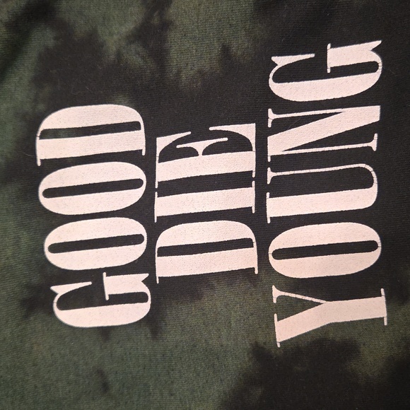 Assholes Live Forever Good Die Young Tye Dye Green/Black Hoodie Size Large - Picture 5 of 6